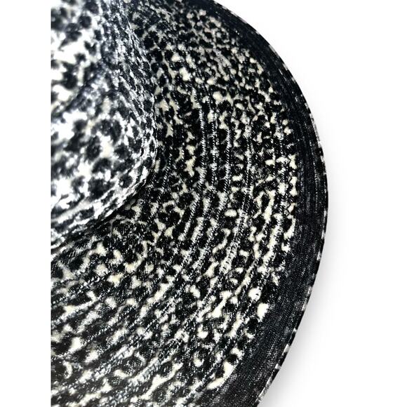 Vintage Annabel Ingall Chenille Hat Leopard Print Black Lace Trim